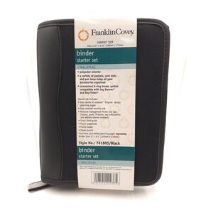 New Vintage Compact Franklin Covey Original Binder Starter Set Black 6.75"x4.25"